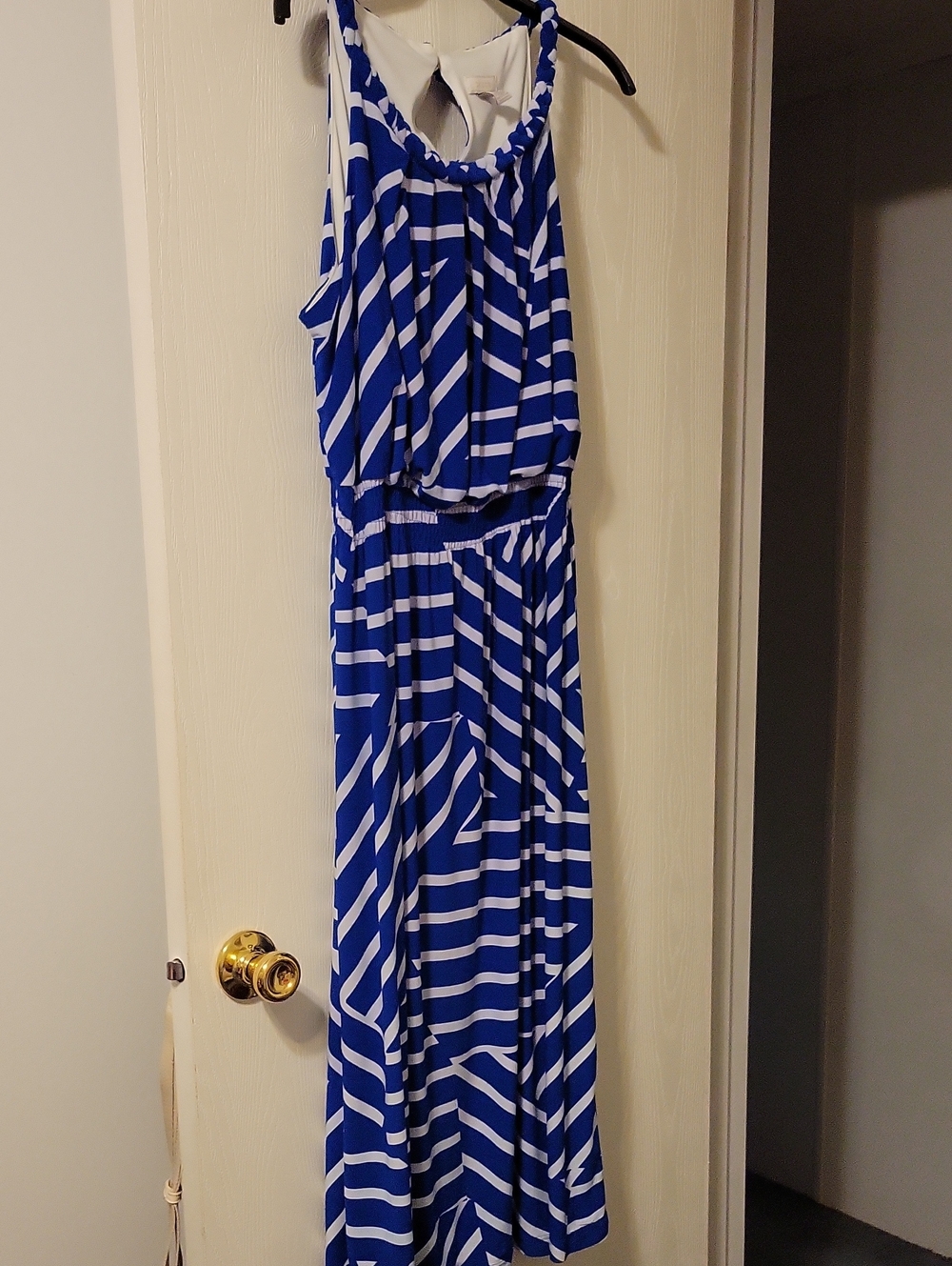 Chico's Royal Blue and White Striped Maxi Dress